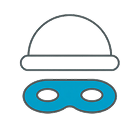Icono de gorro y antifaz que representa el riesgo de robo de auto